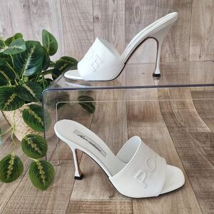 Brian Atwood Spiaggia POOL SLIDES In White Nappa Leather Size 6.5